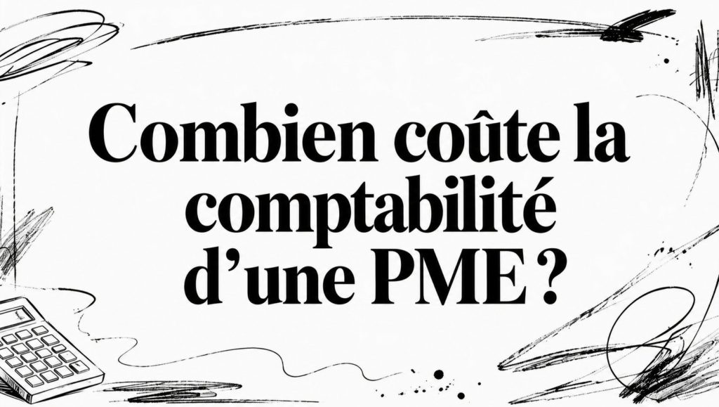 Titre « Combien coûte la comptabilité d’une PME ? » avec une calculatrice esquissée et des traits de crayon