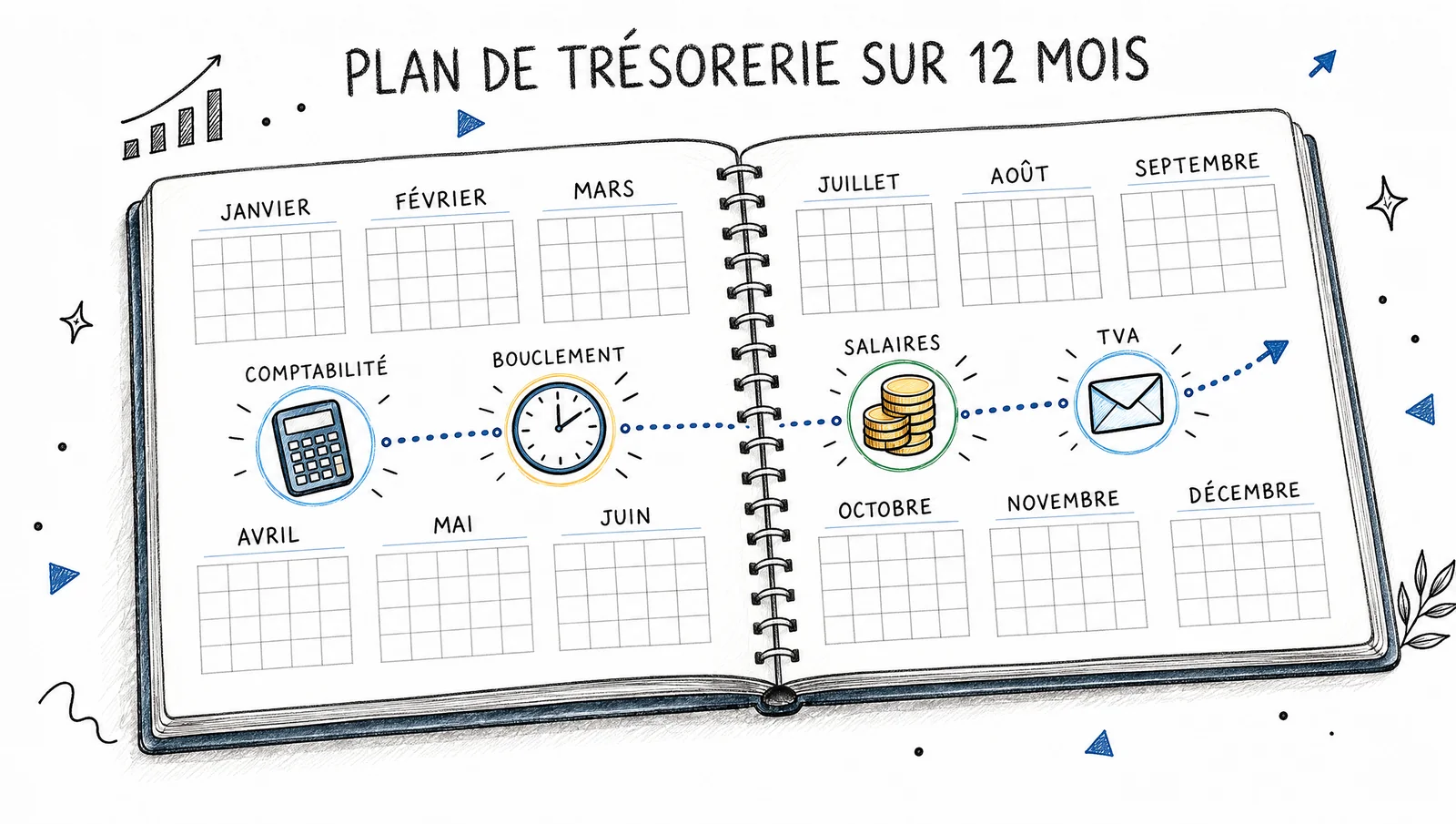 Agenda de douze mois pour planifier les coûts récurrents d'une Sàrl : comptabilité, bouclement, salaires et TVA