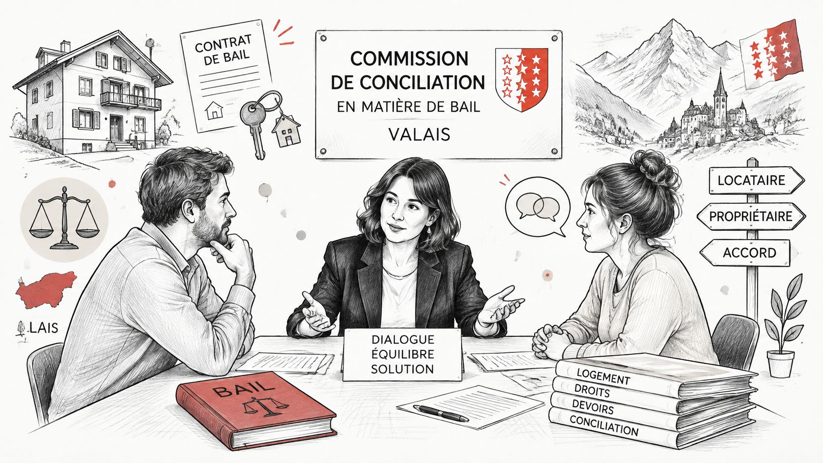 Une commission de conciliation en matière de bail dans le canton du Valais aide à résoudre un litige.